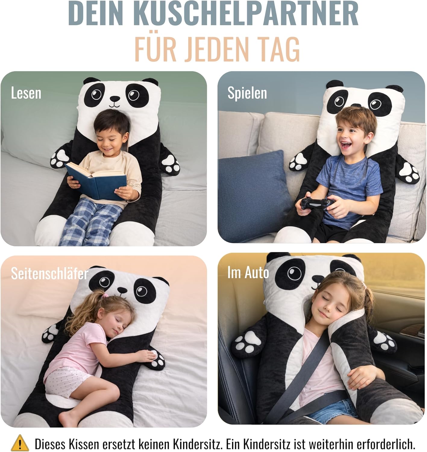 Kuscheltier Panda Kissen (118x56cm) mit Wäschesack