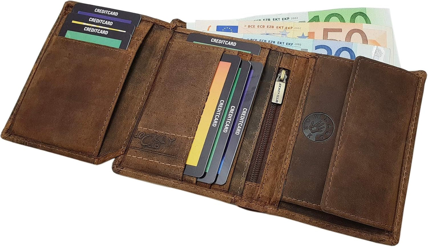 Portemonnaie mit Metallkette und RFID-Schutz, Braun