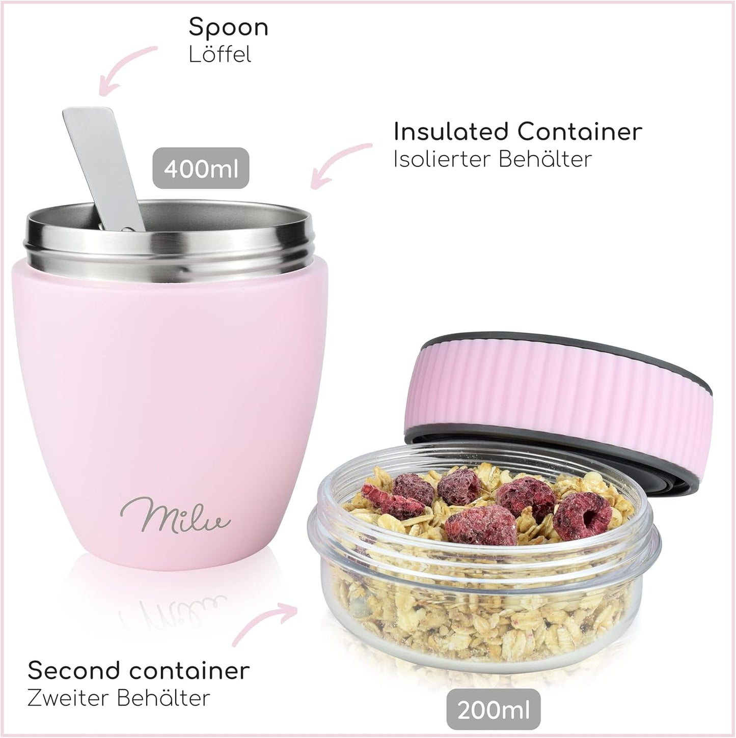 Müslibecher, Rosa|Edelstahl