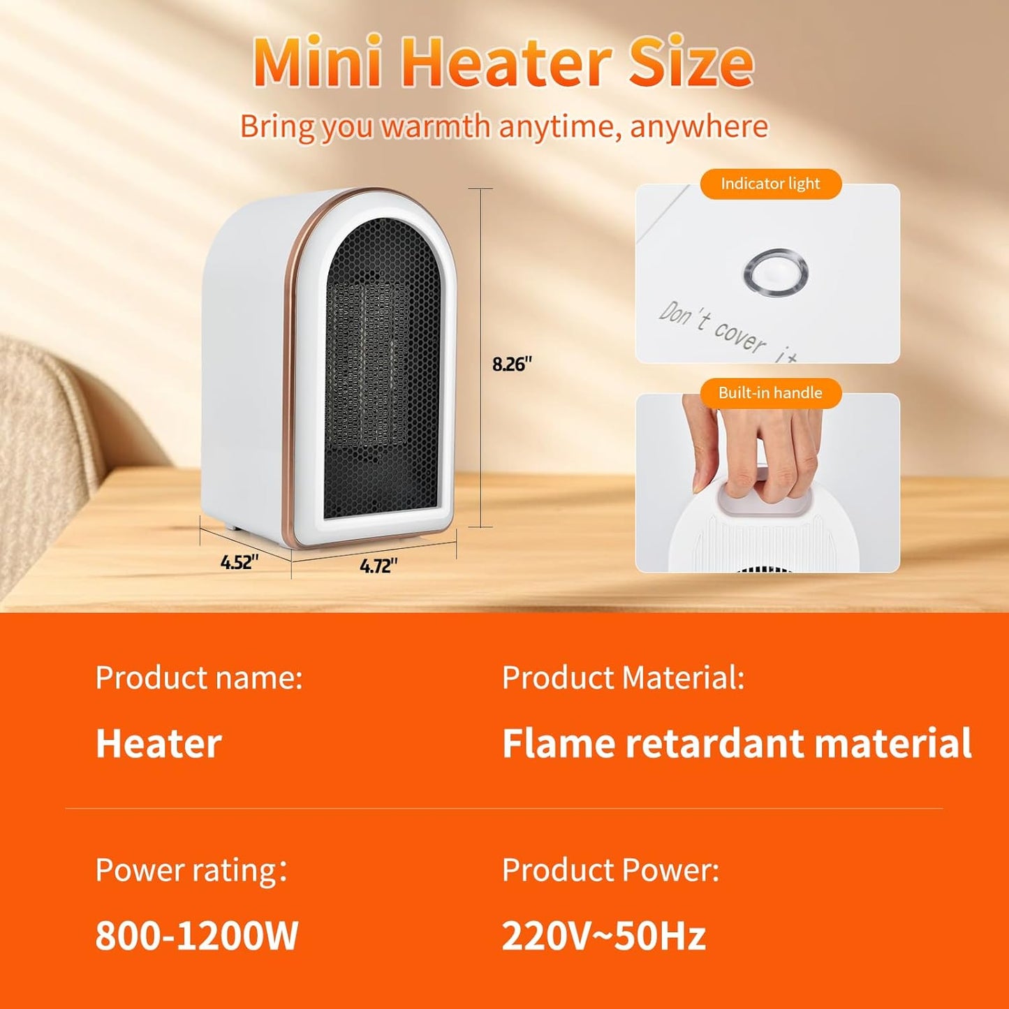 Mini PTC Keramik Heizlüfter, Weiss