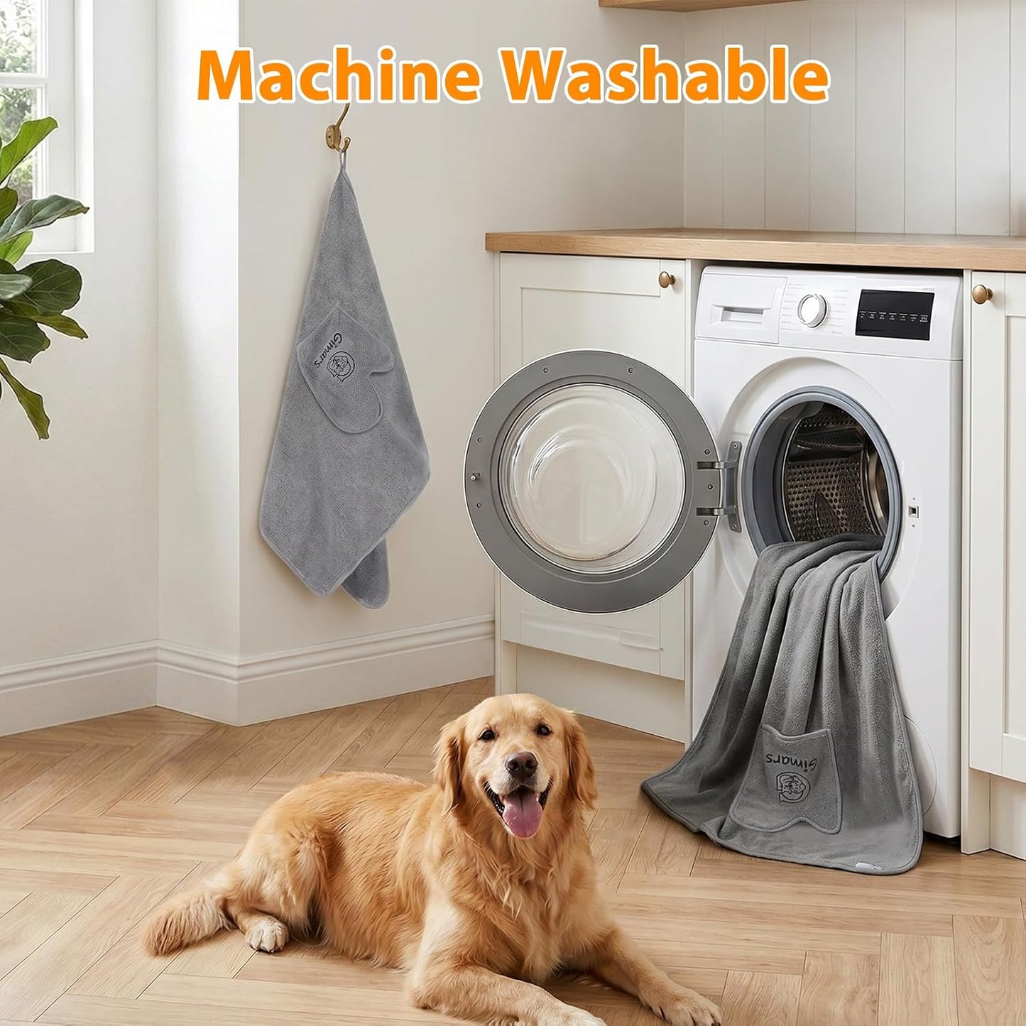 Hundehandtuch mit Taschen, 2 Stück, extra saugfähig, 90×50cm 2er