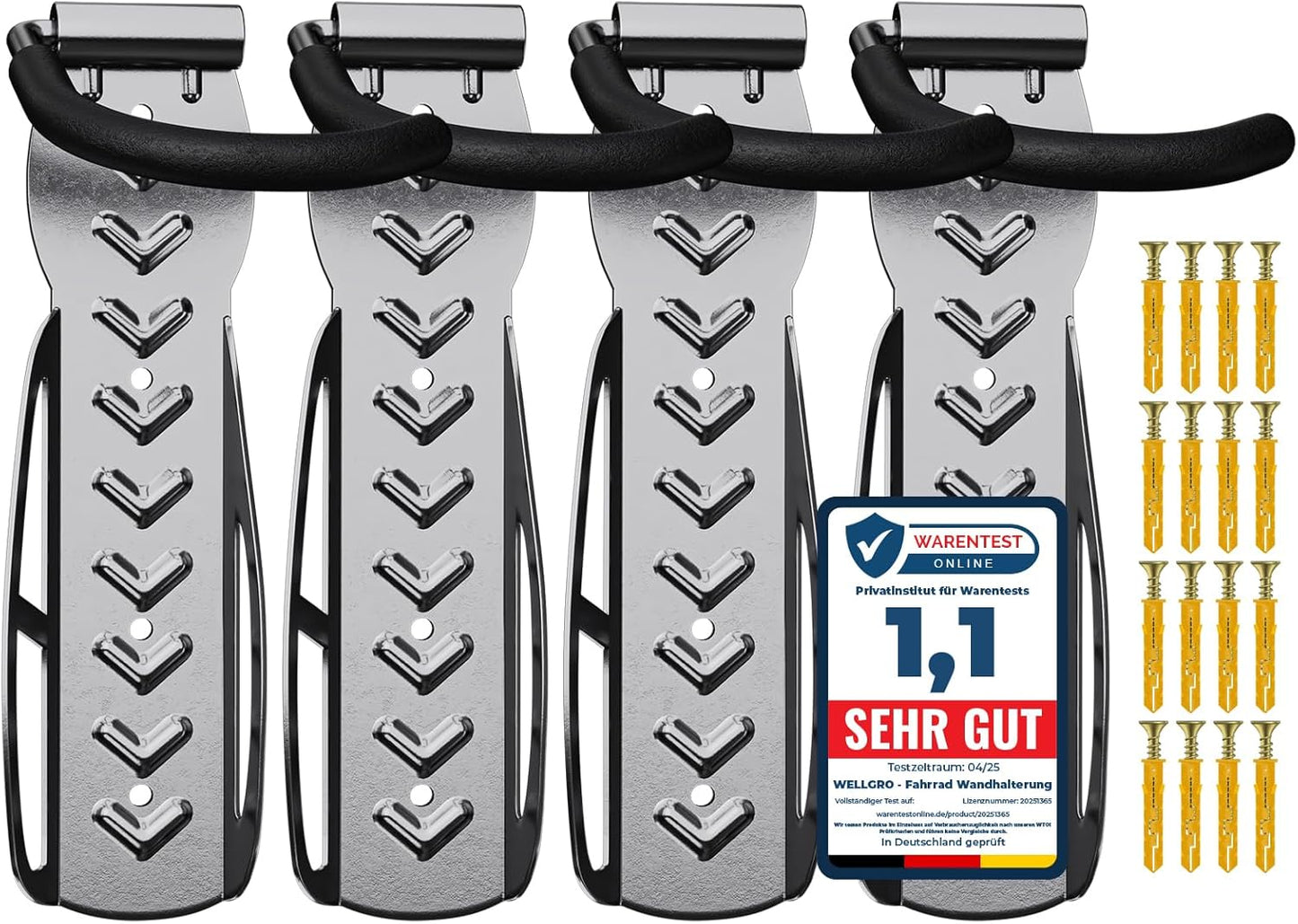 Velo Wandhalterung 4 Stück, Silber