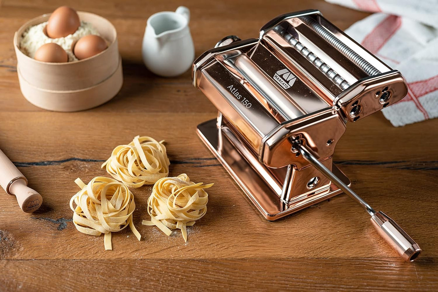 Nudelmaschine Atlas 150 für Lasagne und Fettuccine, Kupfer
