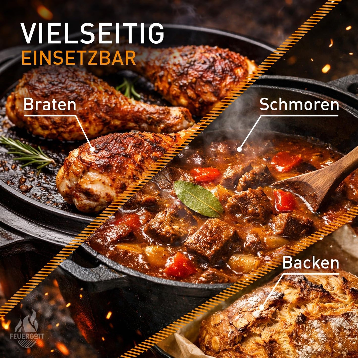 Dutch Oven Set, 6.5 Liter, All Inclusive ohne Standfüsse 6,5 Liter