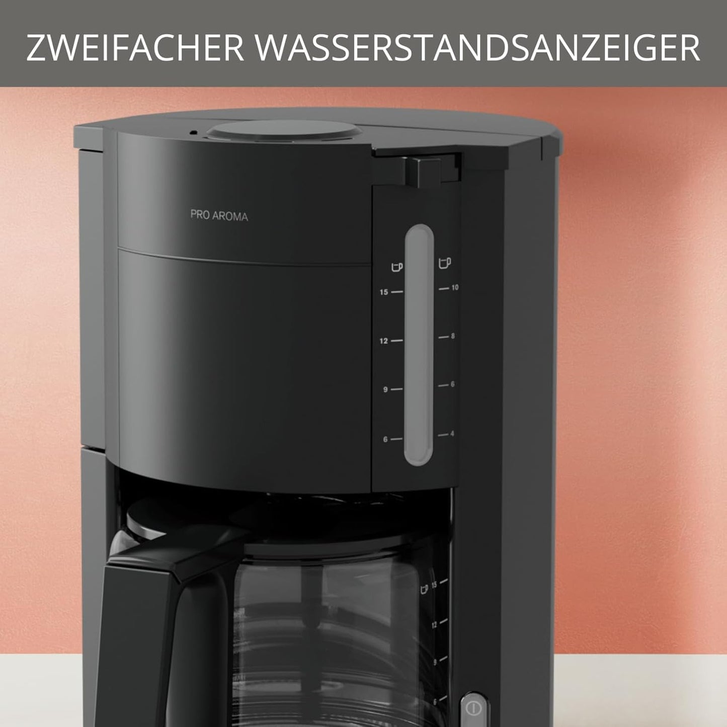 ProAroma Filterkaffeemaschine mit Glaskanne (1,25L), Schwarz F30908 ProAroma