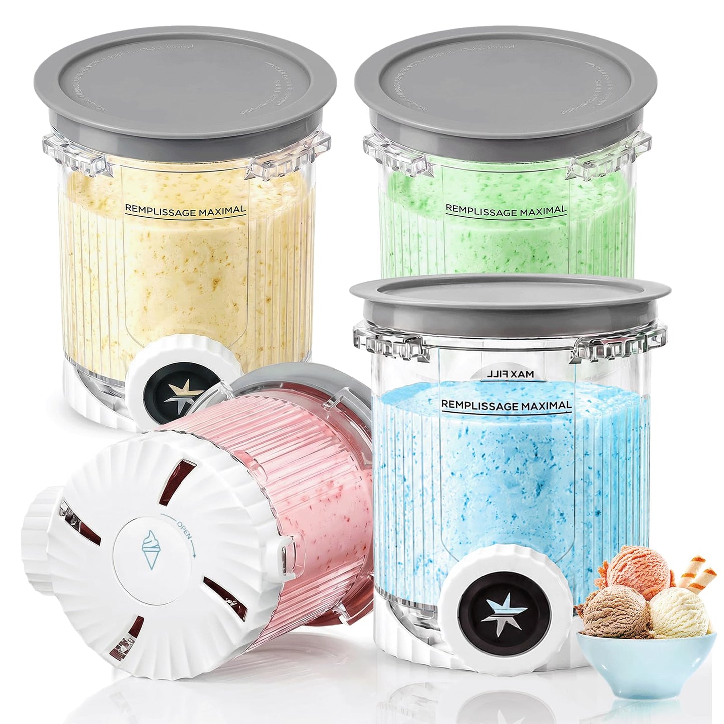 4 Stück Eisbehälter für Ninja Creami Swirl NC700 & NC701EU