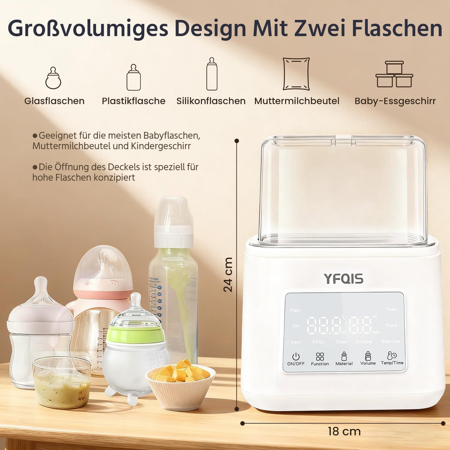 Babyflaschenwärmer mit Sterilisator, Weiss