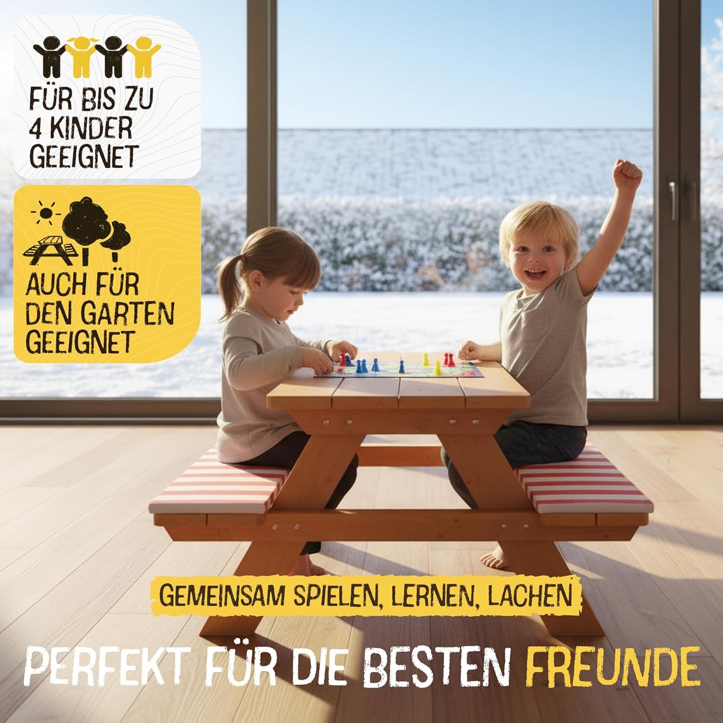 Kindersitzgruppe mit Polsterauflage für Garten