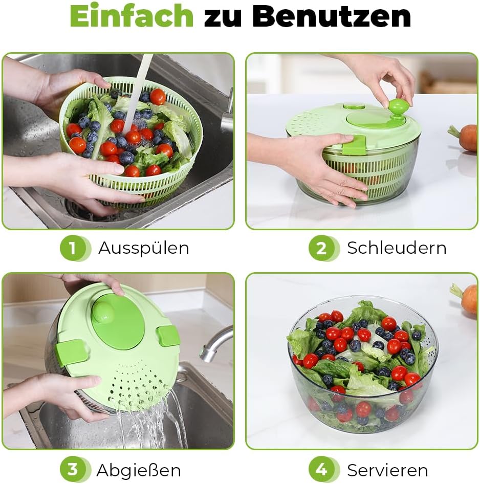 Salatschleuder mit Kurbelantrieb, 4.5L