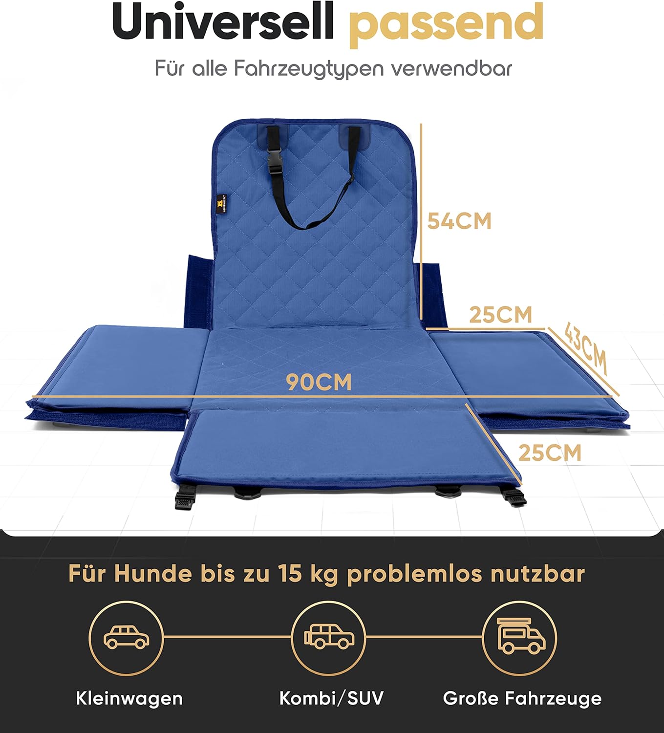 Extra Stabiler Hundeautositz, Blau