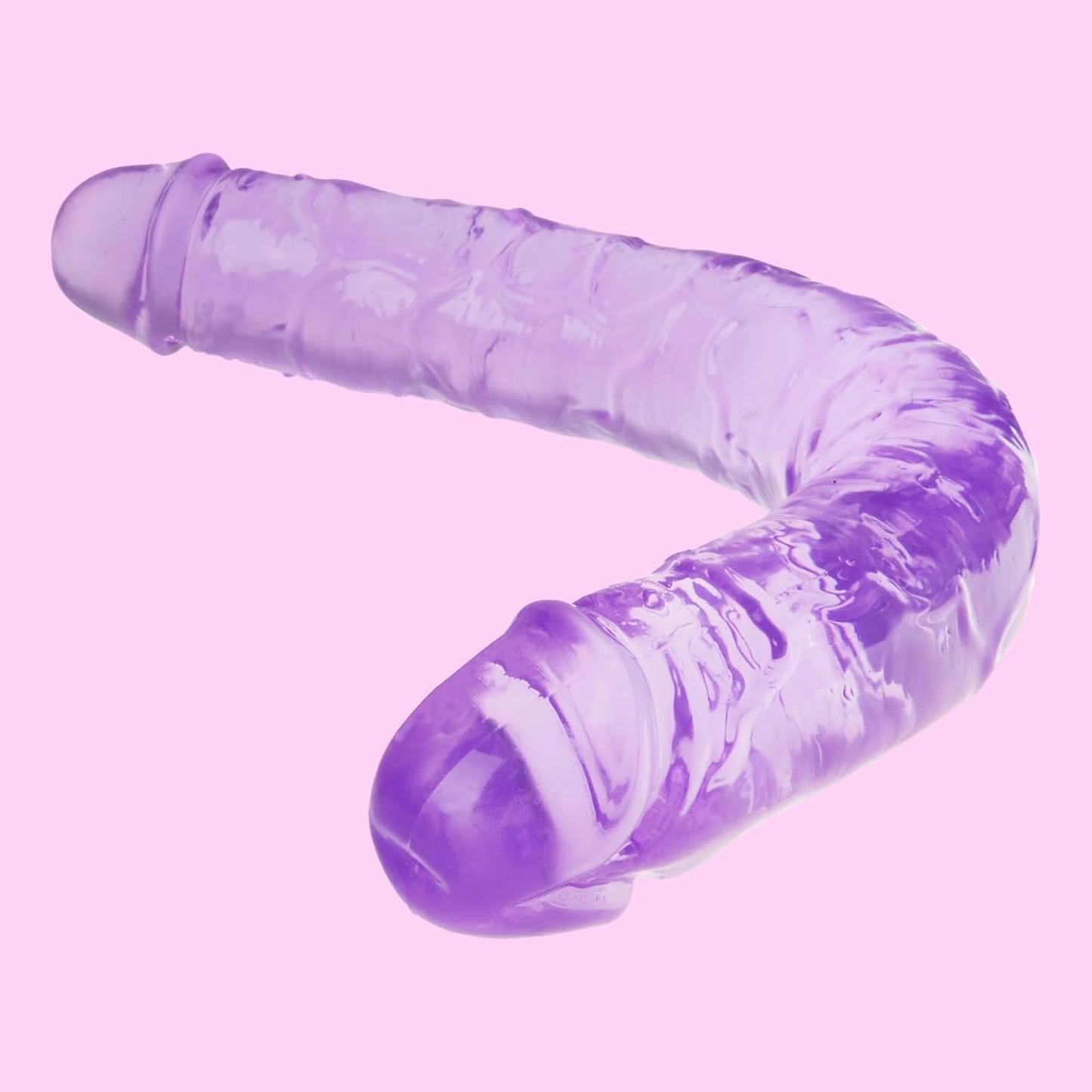 Flexibler Doppel-Dildo Kristall Jelly, Lila 46 cm