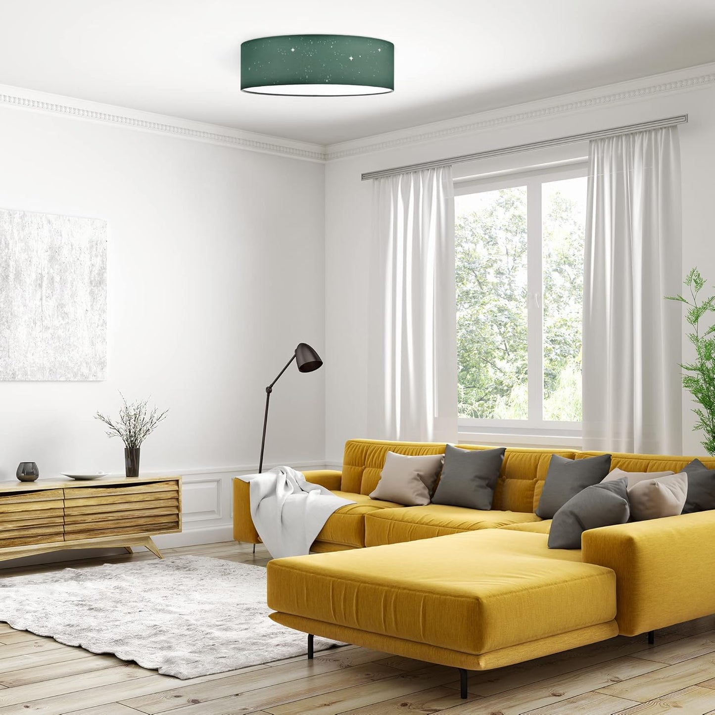 LED Deckenleuchte 40cm, dimmbar mit Fernbedienung, 40cm Dunkelgrün