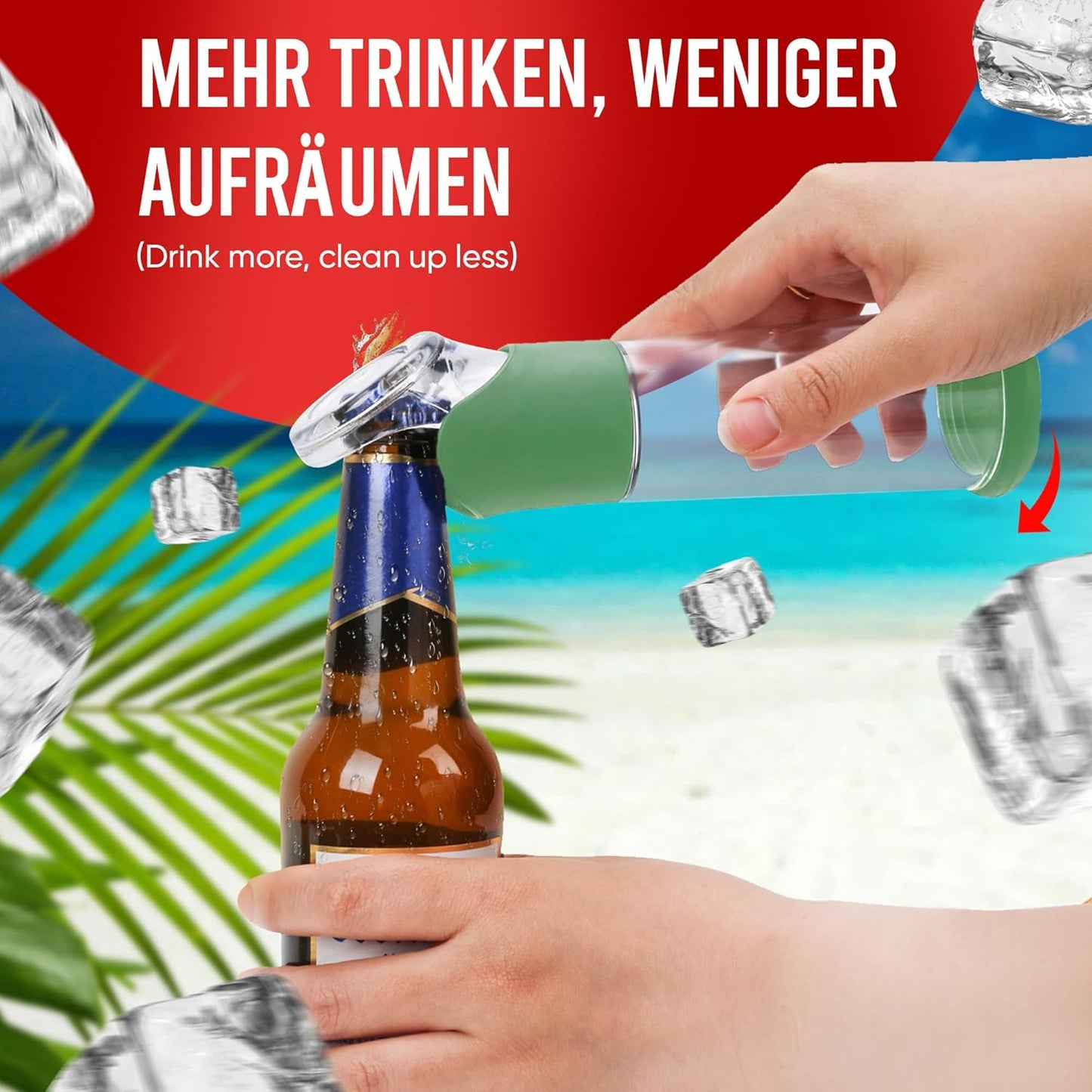 Flaschenöffner mit Auffangbehälter für Kronkorken, Grün