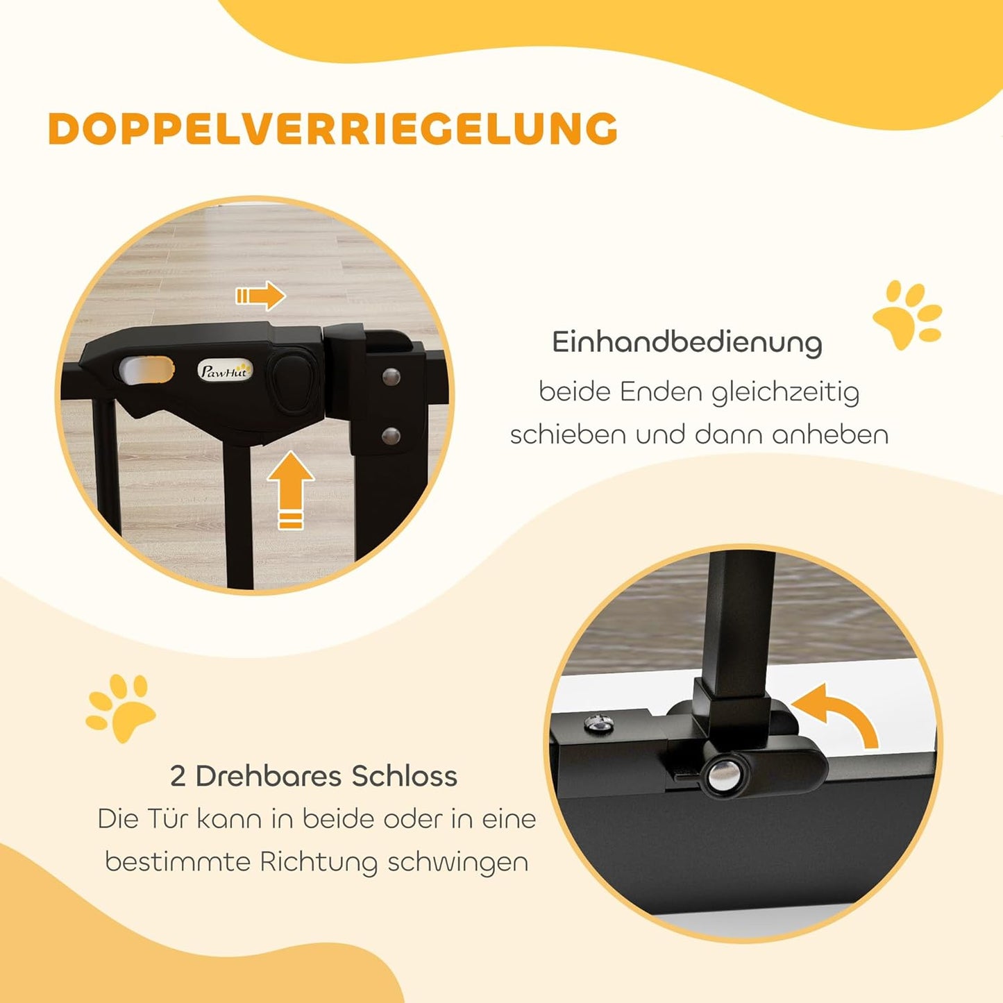 Türschutzgitter für Hunde, ohne Bohren, 74-80L x 2B x 77H cm Schwarz