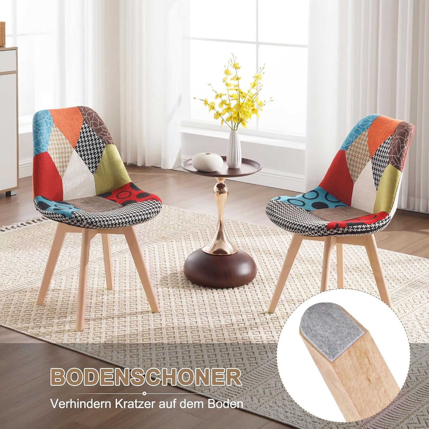 Esszimmerstühle im Patchwork-Design (8er Set), Mehrfarbig|8er set