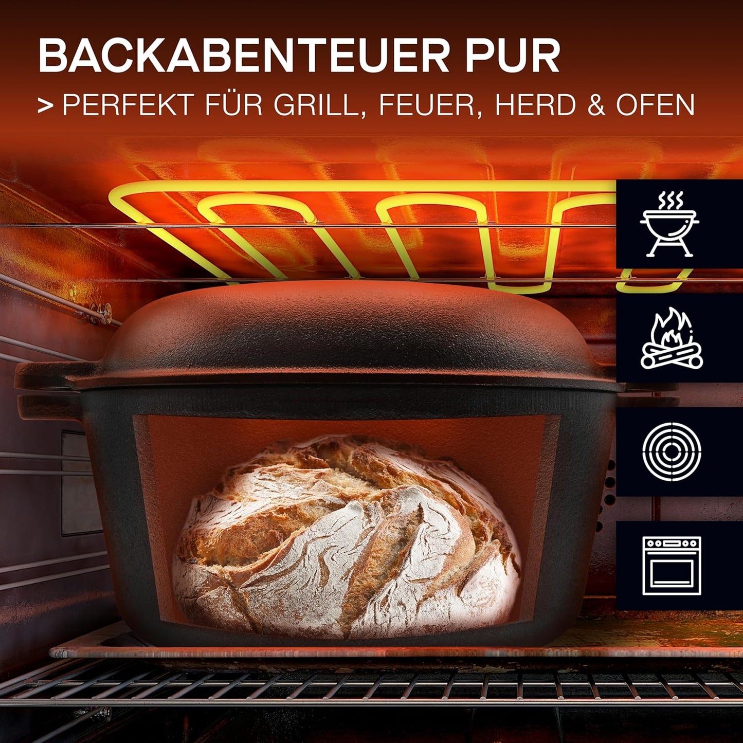 Gusseisen-Brotbacktopf mit Deckel (26cm), Gusseisentopf