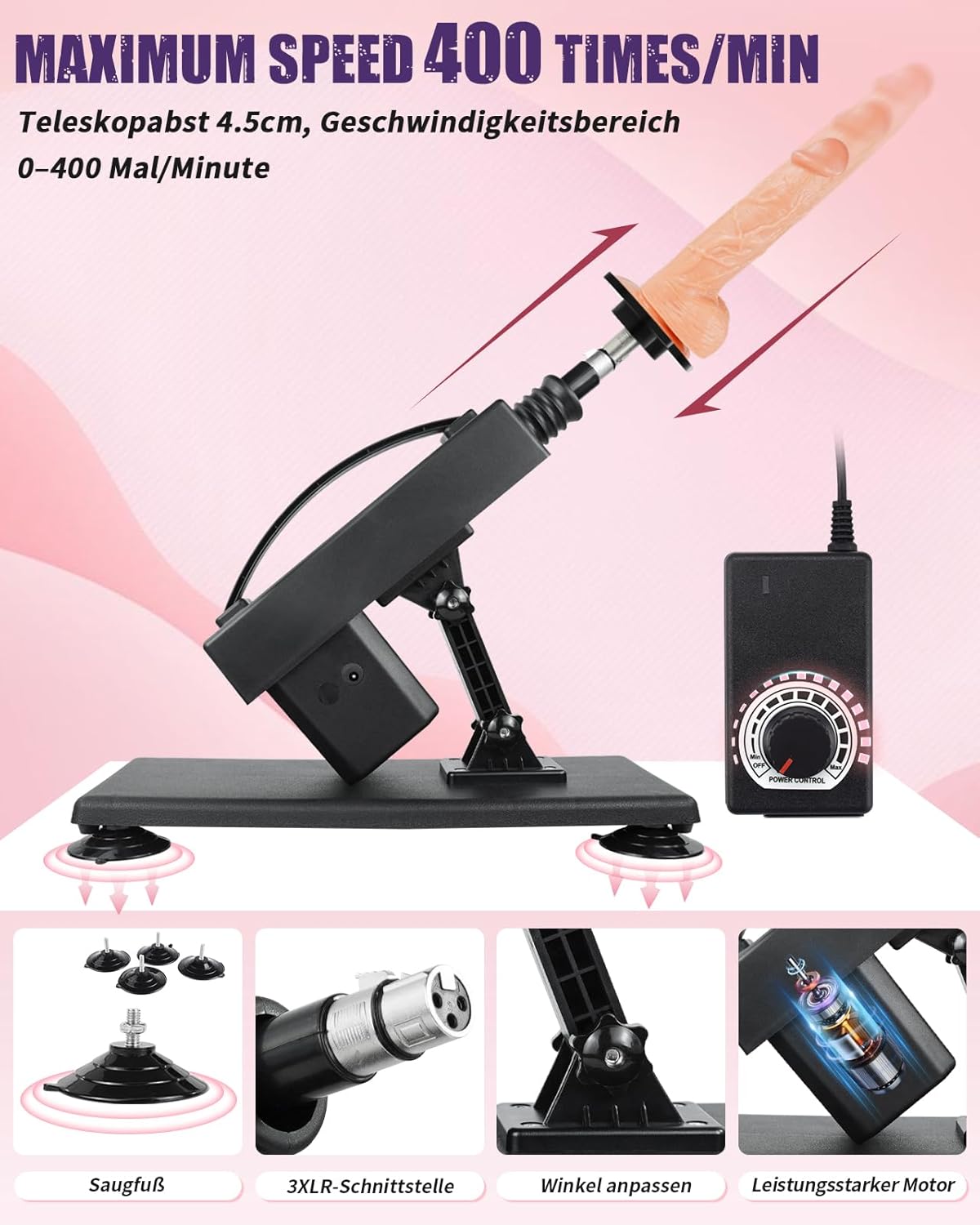 Sexmaschine mit Dildo-Set, Dunkelgrau