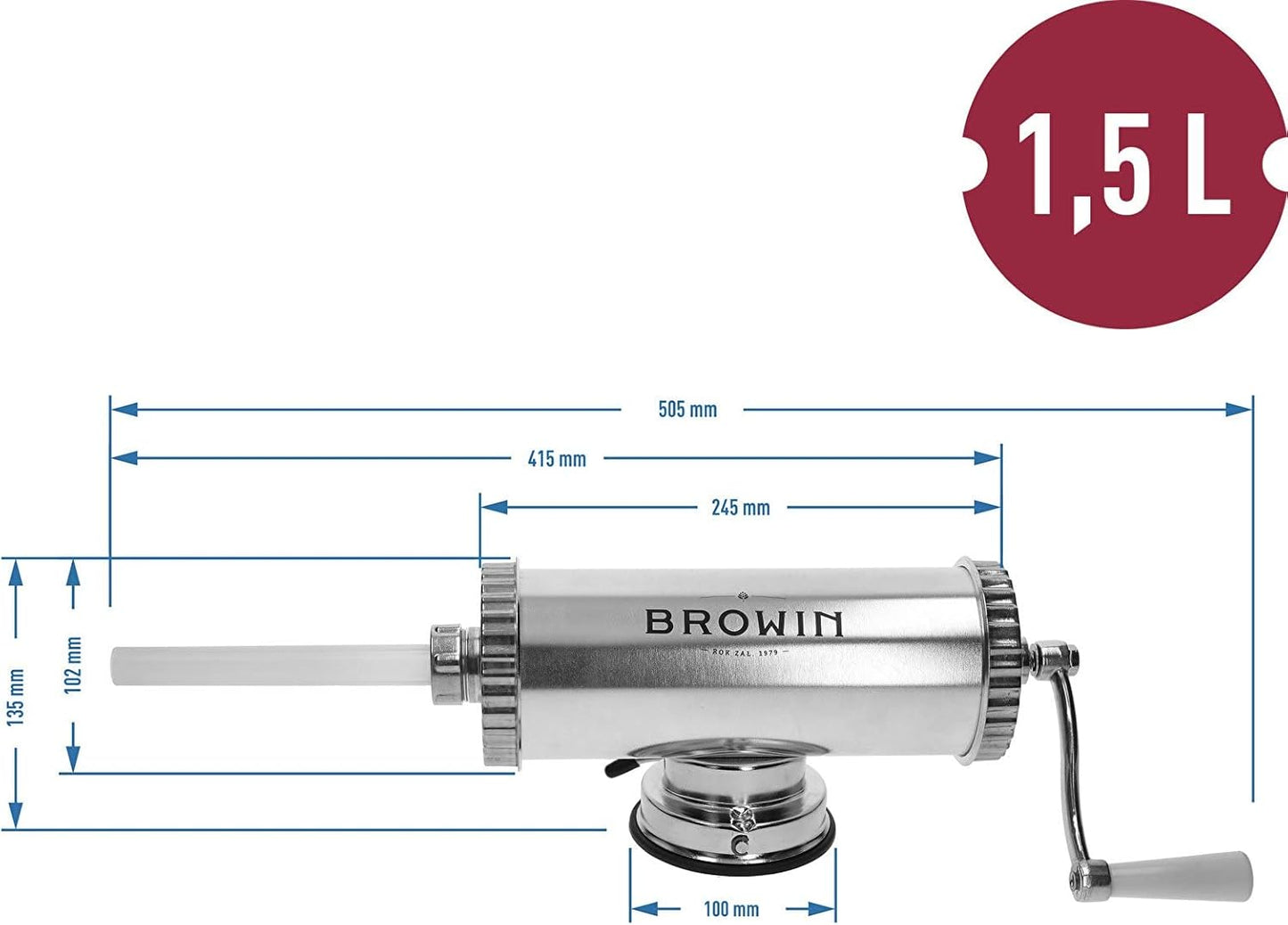 Manuelle Edelstahl-Wurstfüllmaschine 1,5 kg, Horizontaler 1,5 kg Horizontaler Wurstfüller 1,5 Kg