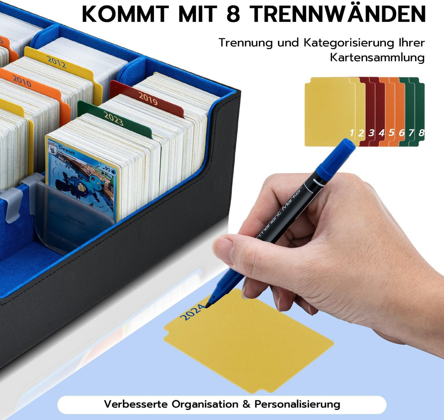 Sammelkarten-Aufbewahrungsbox für über 1800 Karten, 1800+blue