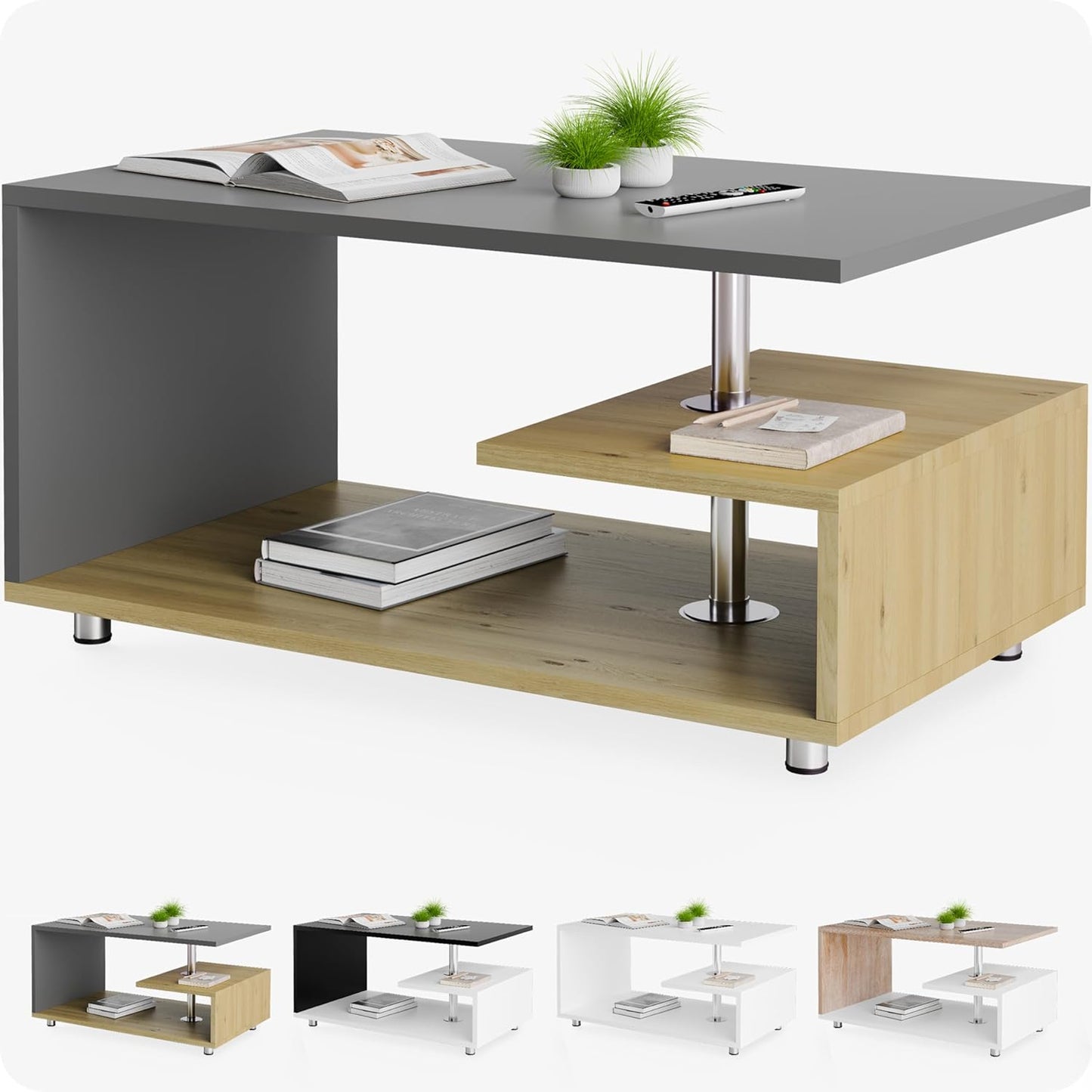 Couchtisch Orlando, Holz-grau