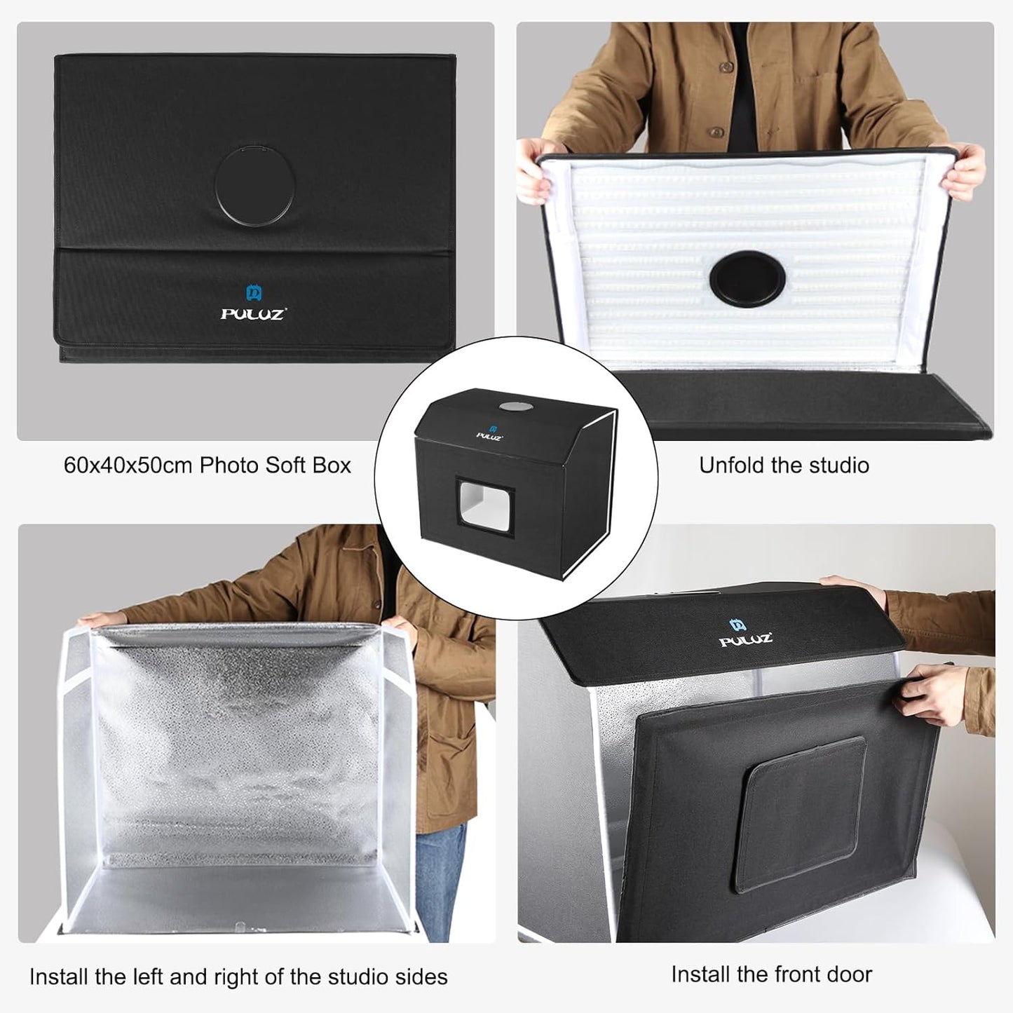 Upgrade Fotobox 60x40cm mit dimmbaren LEDs, Schwarz_60x40cm