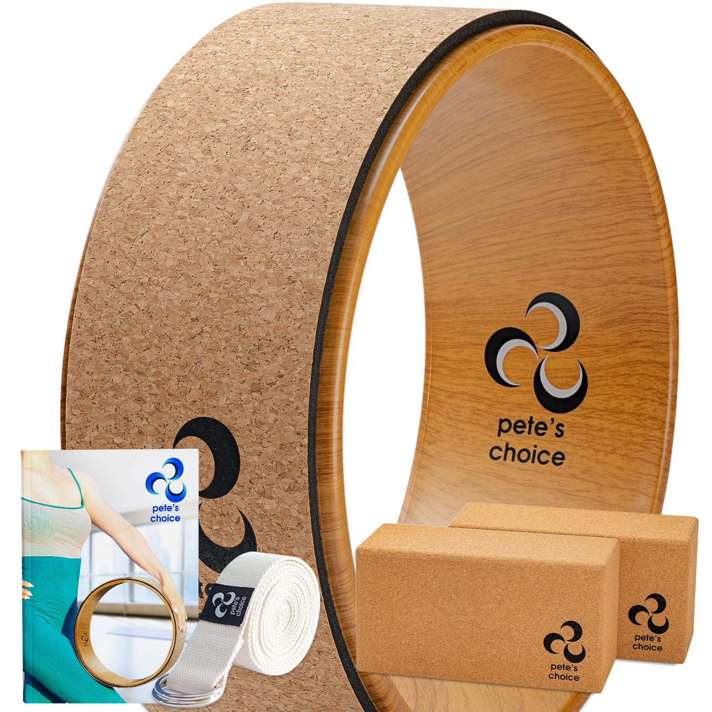 Yoga Rad und Korkblöcke Set