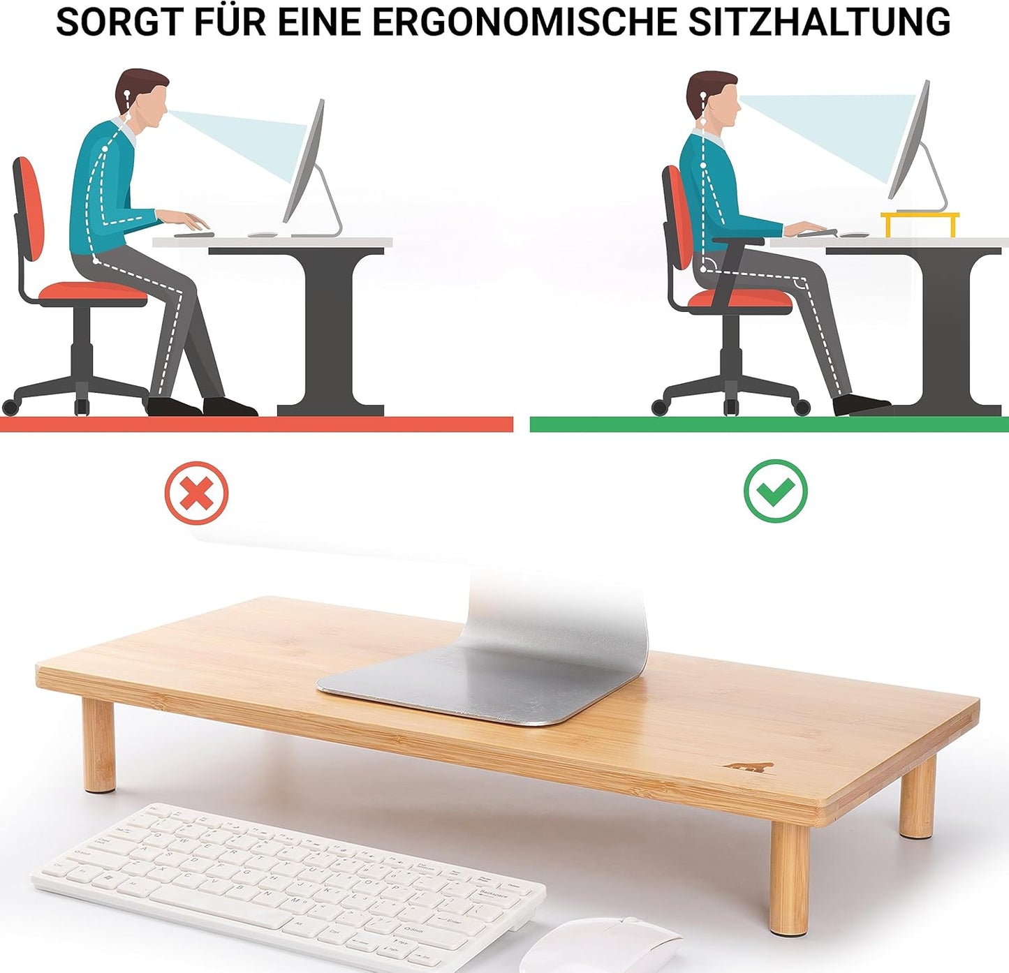 Ergonomischer Monitorständer aus Bambus