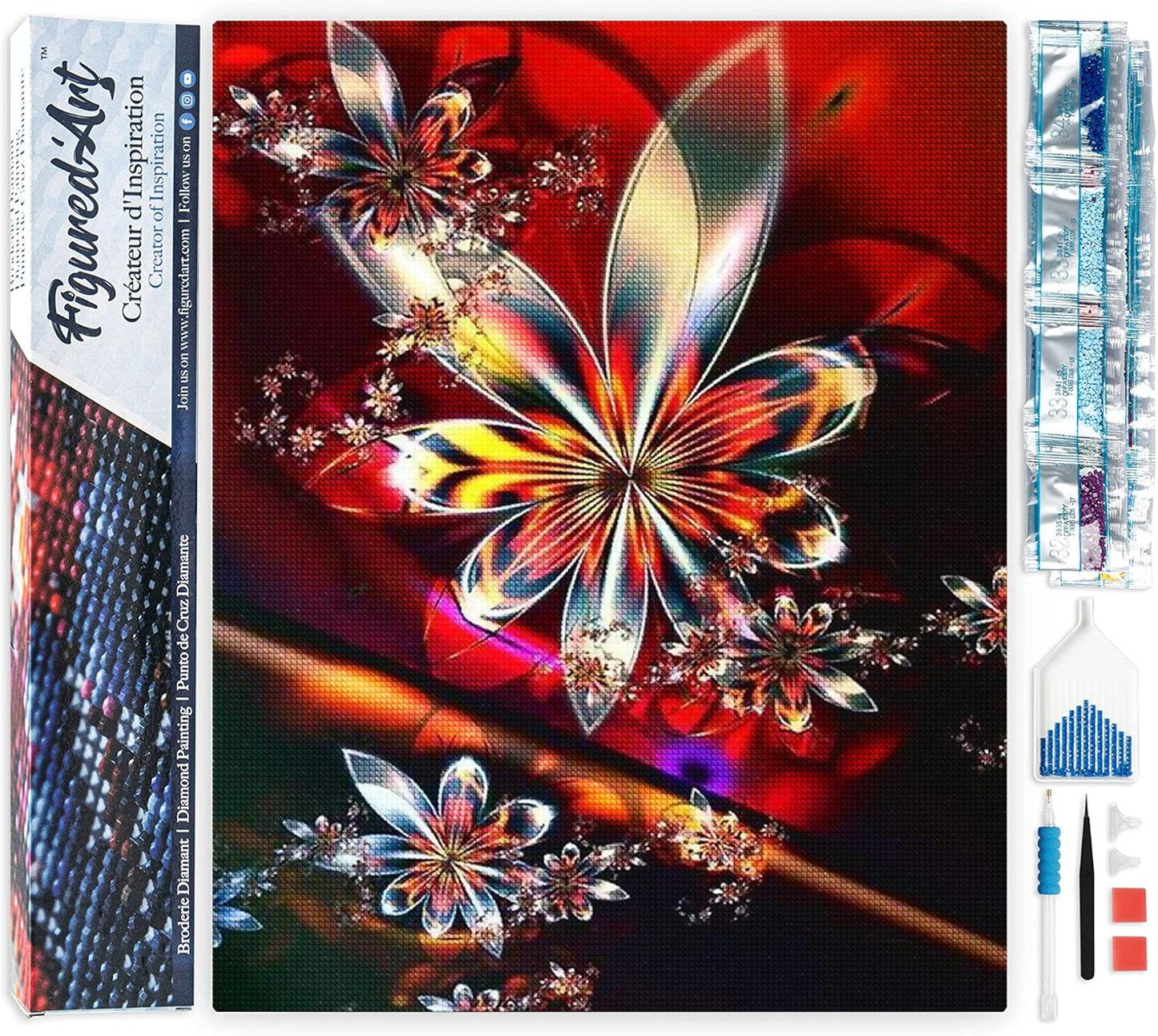 Diamond Painting, 40 x 50 cm, Glasblumen 40x50cm (Ohne Rahmen)