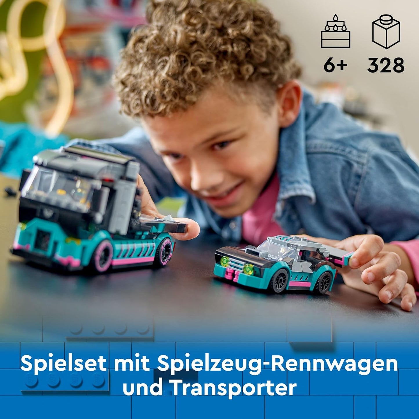 City Autotransporter mit Rennwagen, Single