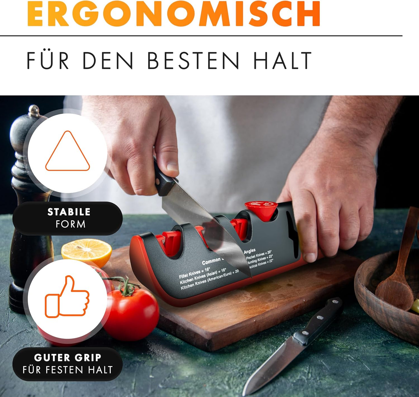 Messerschärfer QuickSharp 4-in-1 Schleifsystem, Rot