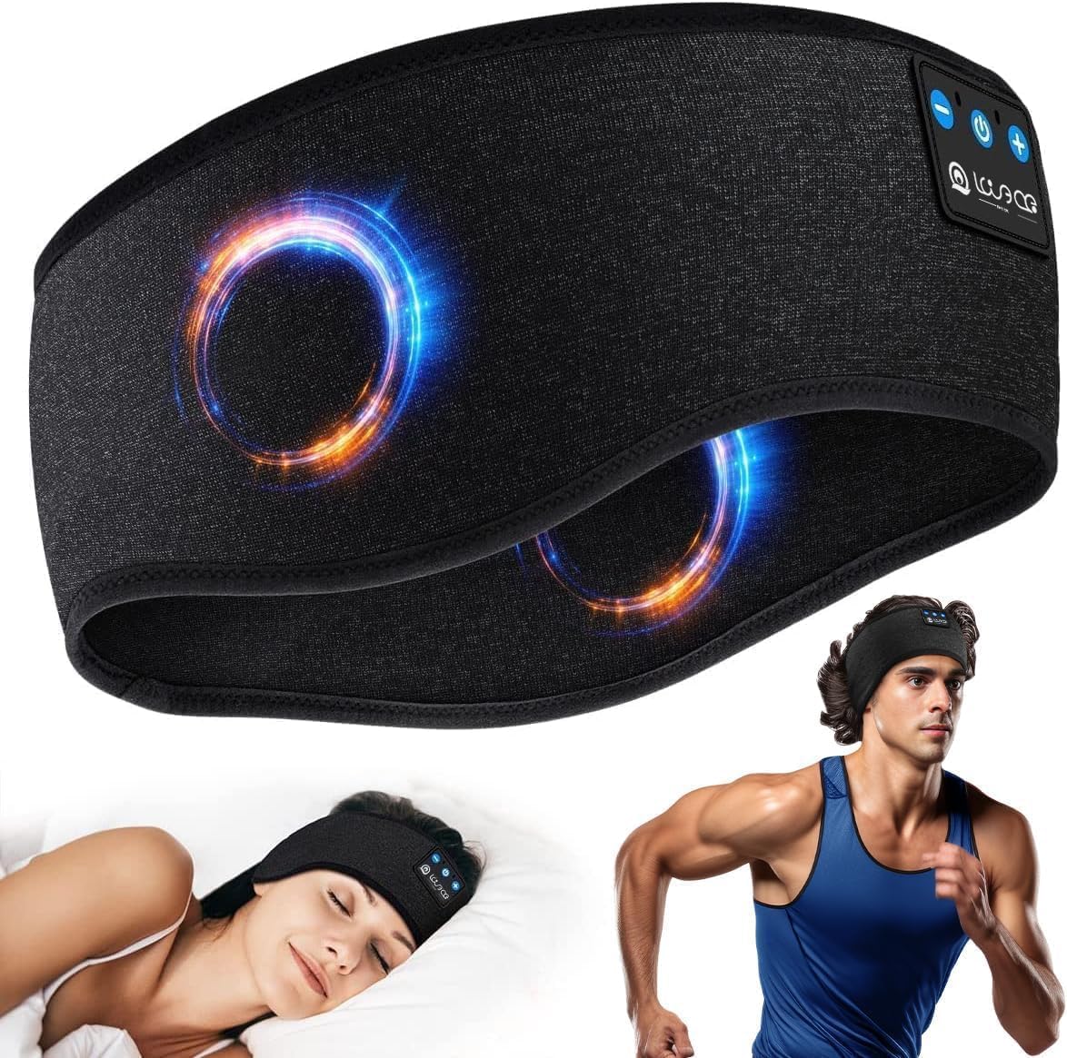 Schlafkopfhörer Stirnband mit Bluetooth-Funktion, HS HS Schwarz