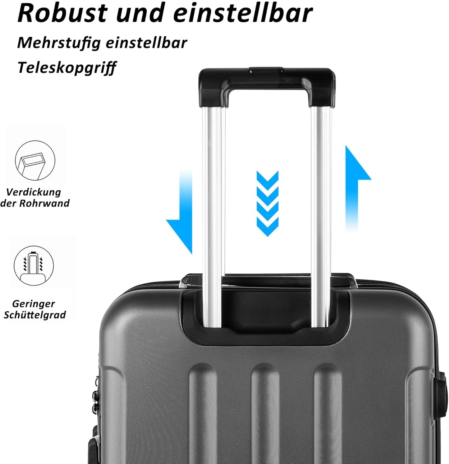 Handgepäckkoffer mit Laptopfach, Dunkelgrau M