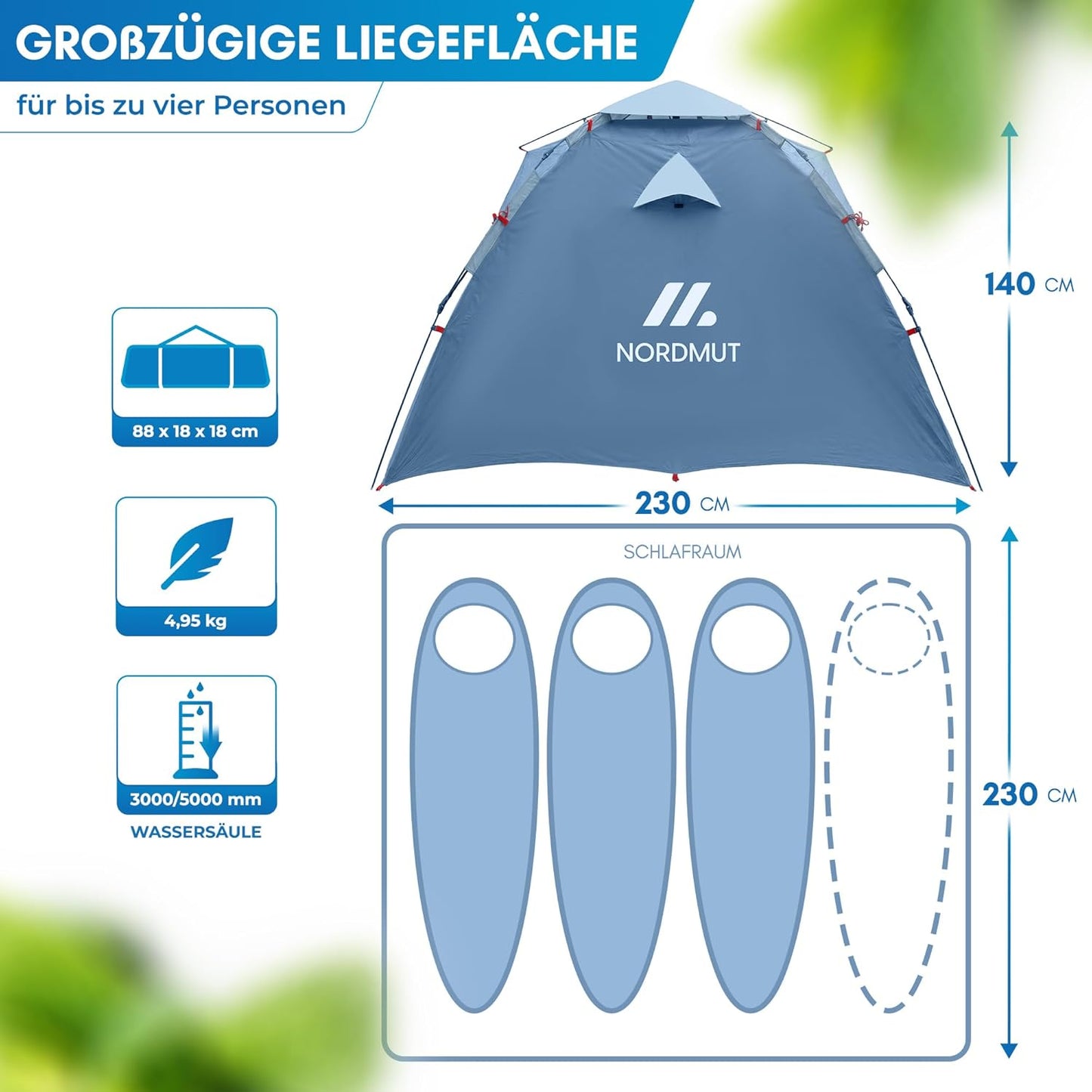 Wasserdichtes Pop-up-Wurfzelt, Blau