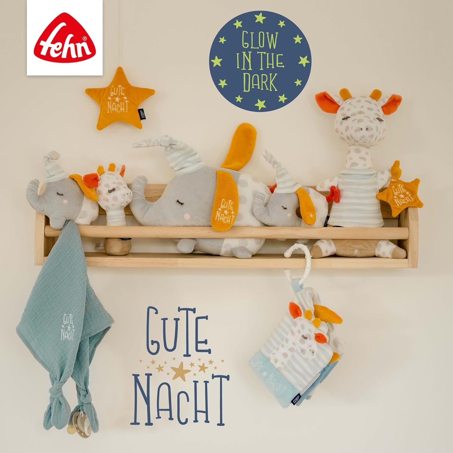 Nachtlicht Elefant mit Glow-in-the-Dark-Bestickung, Elefant