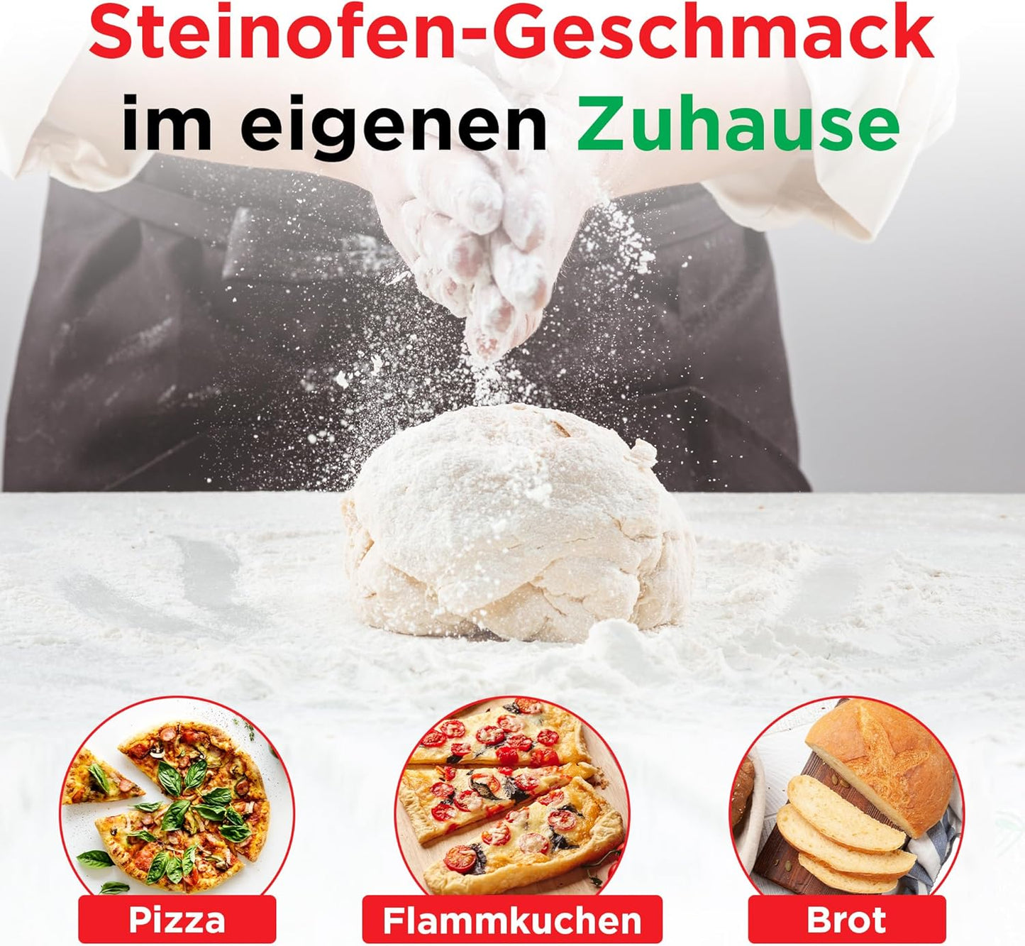 Pizzastein-Set, Set mit Roller