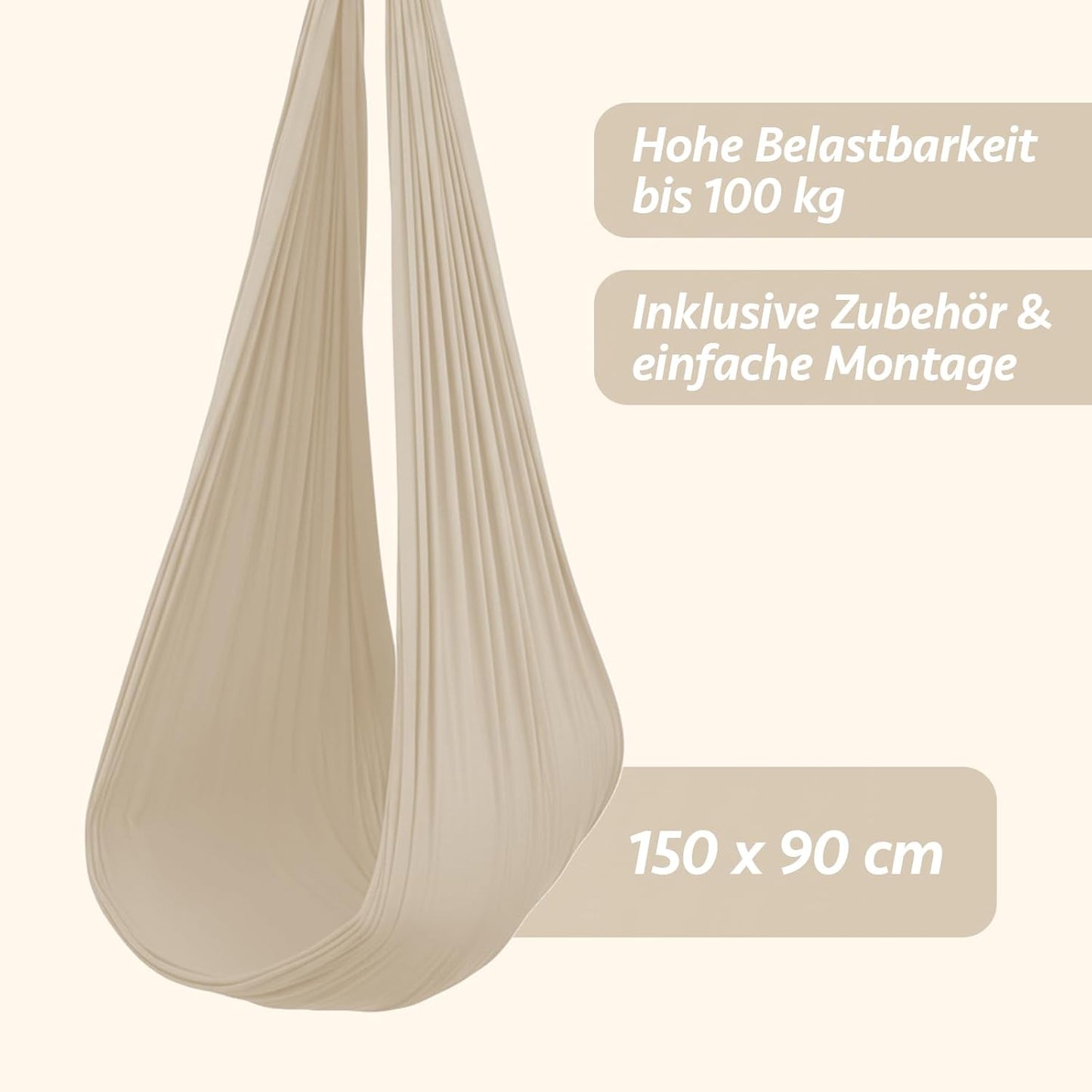Hängeschaukel mit Montageset (150x90cm), Light Beige