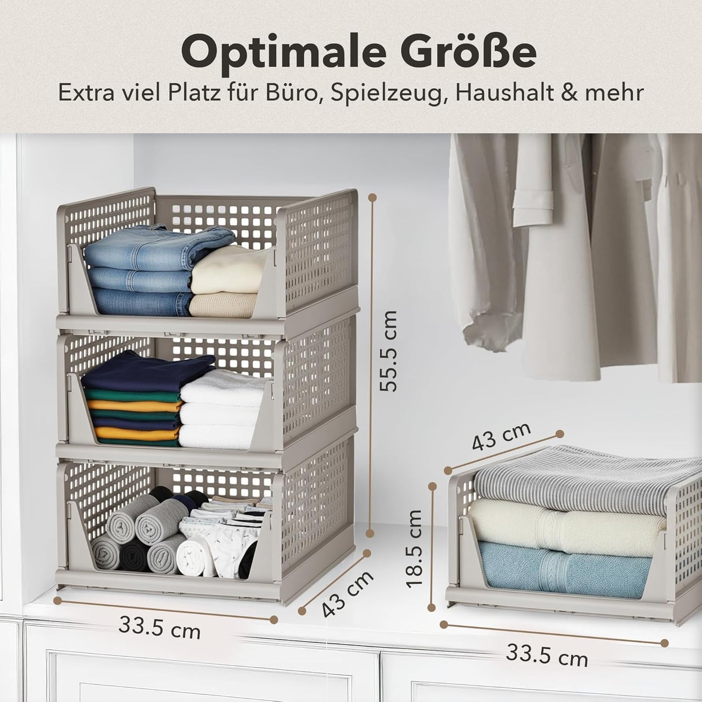 3er-Set Schrank-Organizer, Beige