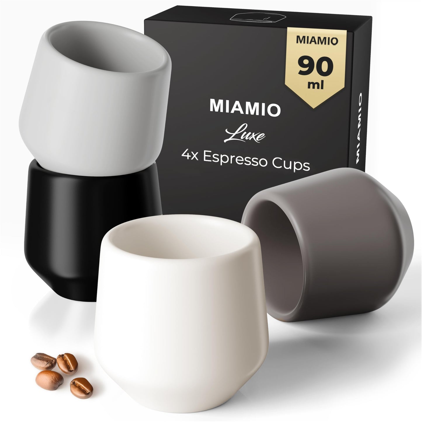 4er-Set Espressotassen ohne Henkel, Steingrau