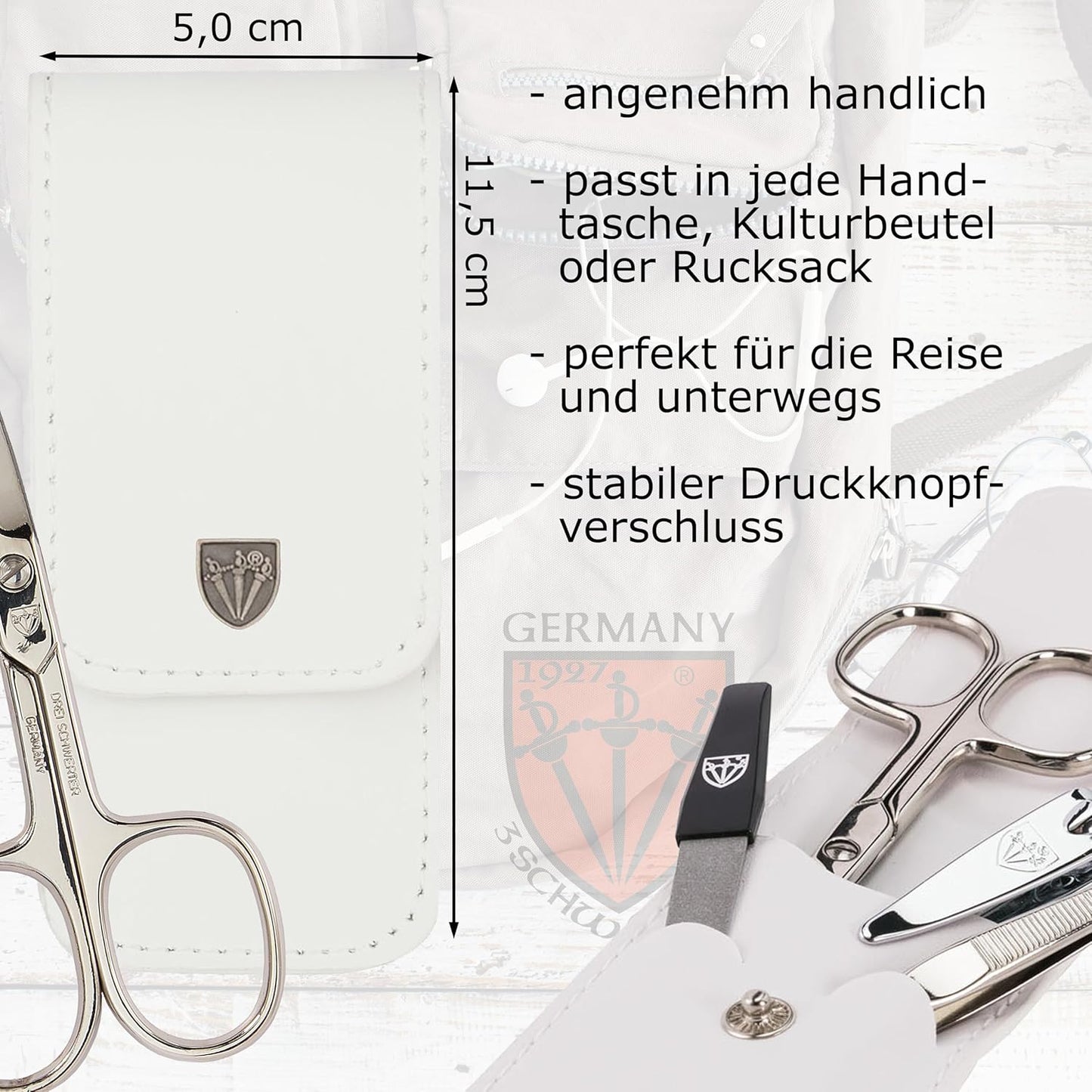 4-teiliges Nagelpflegeset Capri, WEISS / KUNSTLEDER