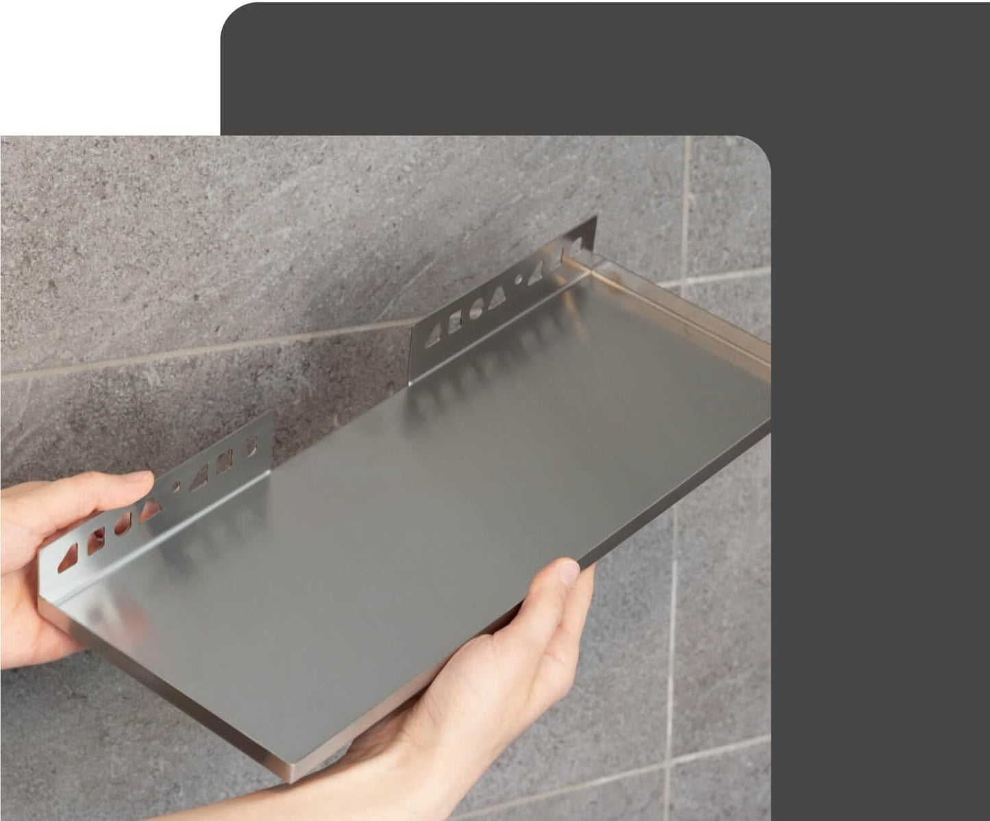 Duschablage Ecke aus Edelstahl zum Einfliesen, 400mm x 150mm Silber