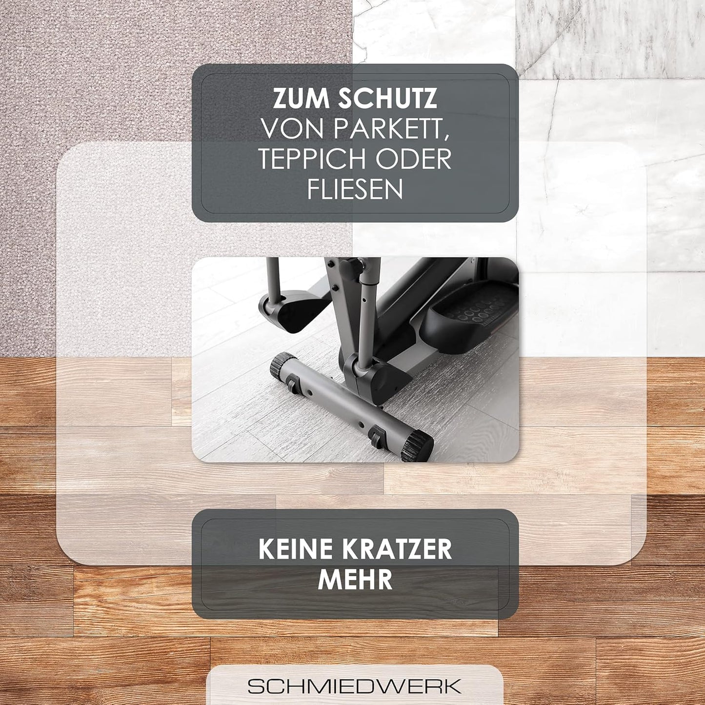 Bodenschutzmatte für Fitnessgeräte (75 x 120 cm), Transparent 75 x 120 cm