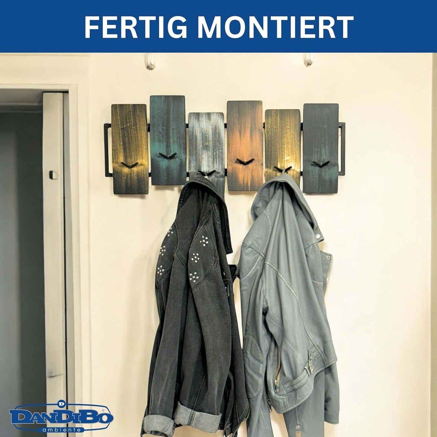 Wandgarderobe mit 12 Haken