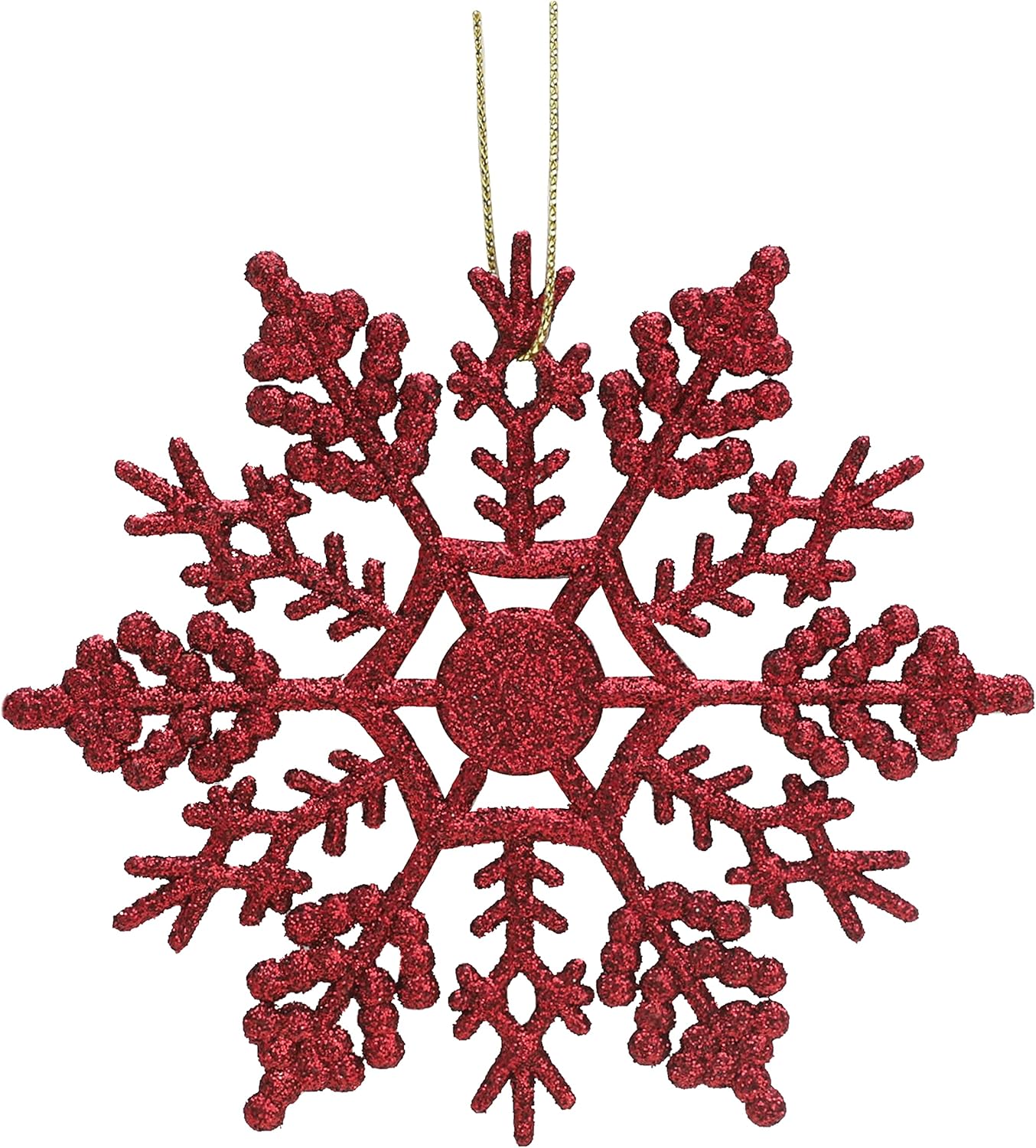 Glitter-Schneeflocke zum Aufhängen, 12 Stück, Rioja Rot