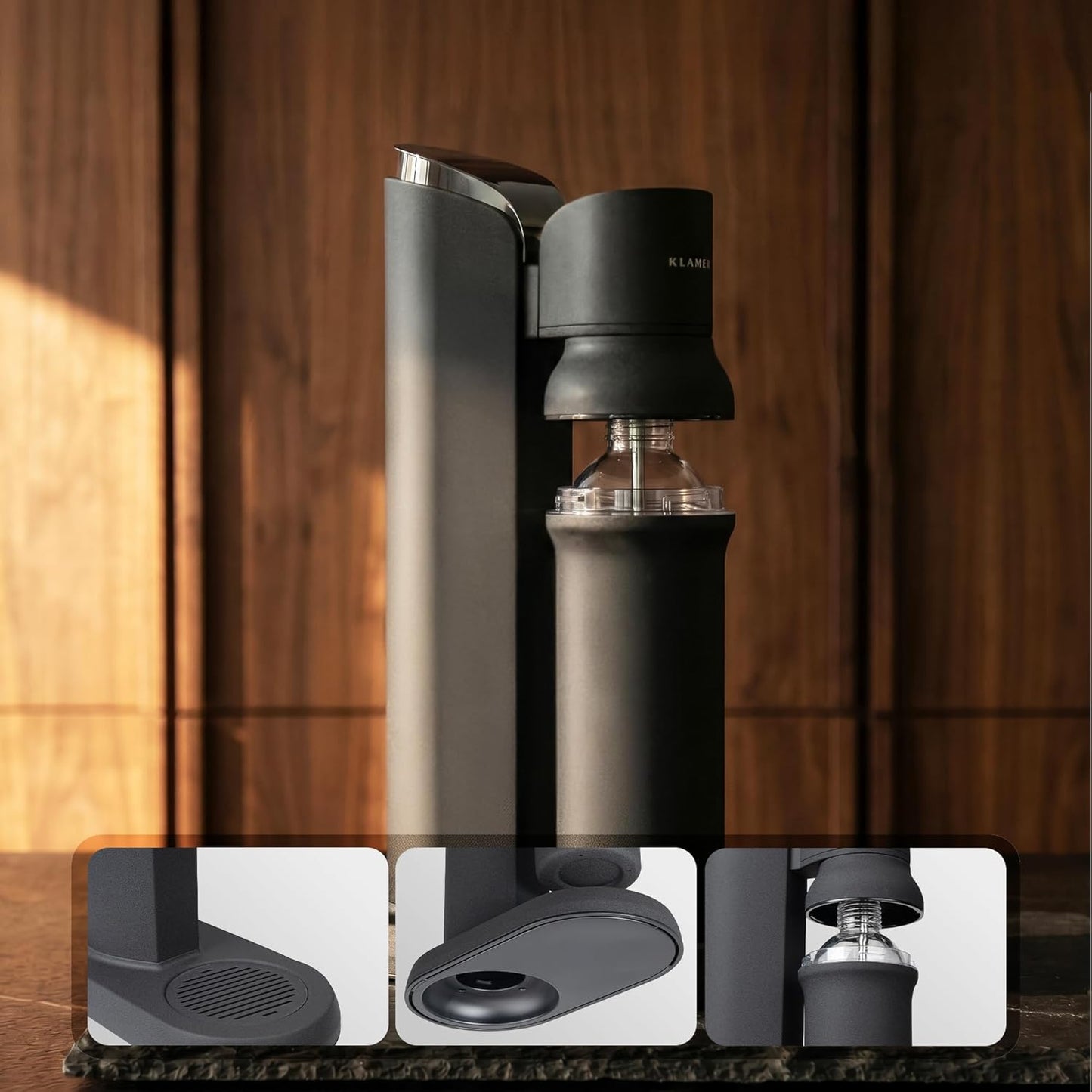 Wassersprudler mit Glasflasche, Schwarz