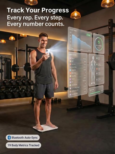Personenwaage mit App & Bluetooth, Naturweiss