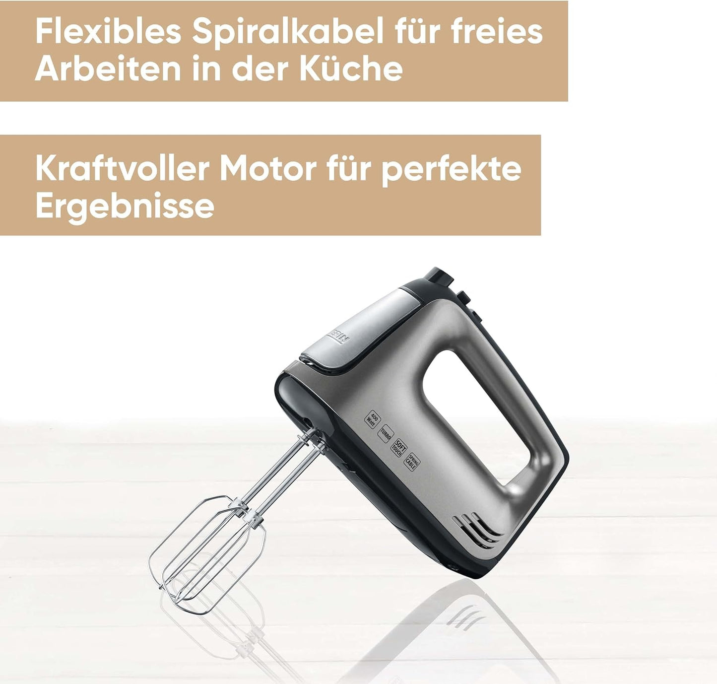 Handmixer HM 3832 mit 5 Geschwindigkeitsstufen, Rostfreier Edelstahl ; Single
