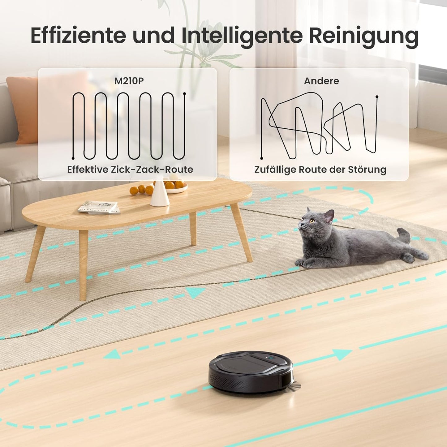 Staubsaugerroboter M210P mit WLAN/Alexa/App Integration, Kohleschwarz