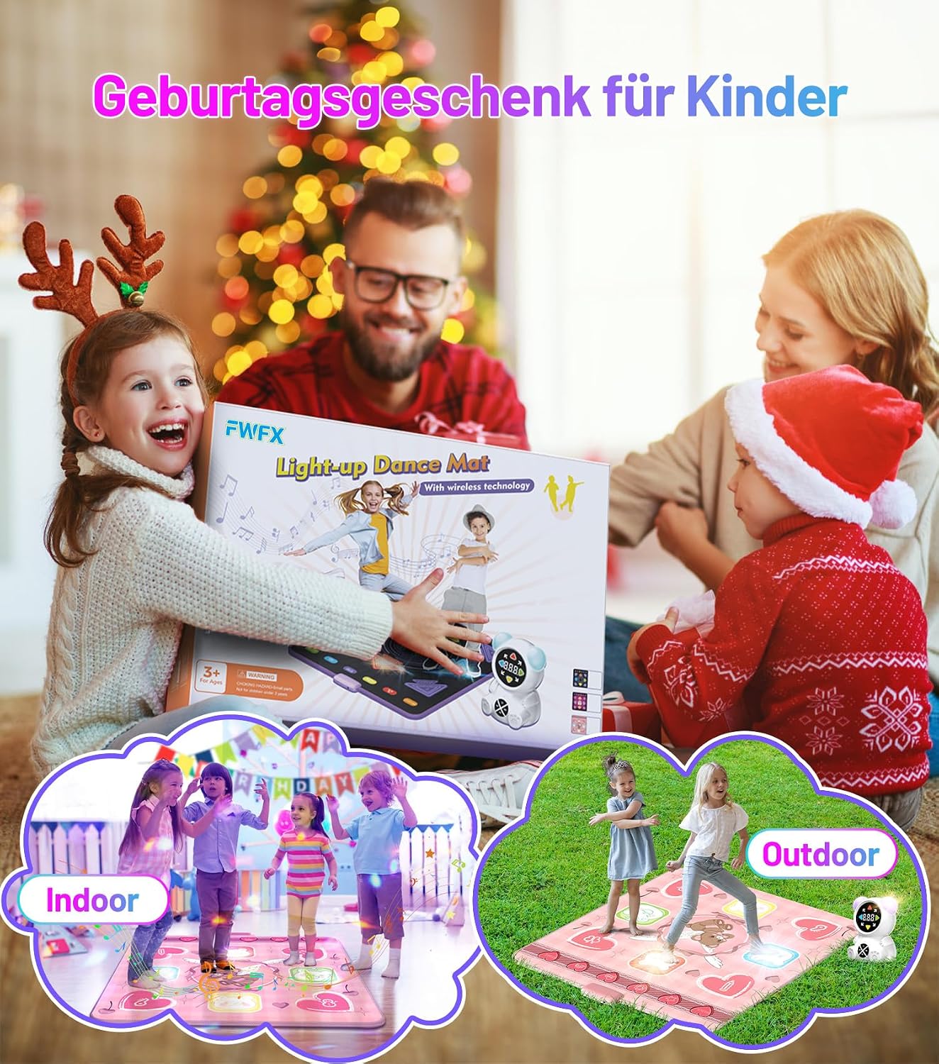 Leuchtende Tanzmatte für Kinder mit Musikplayer