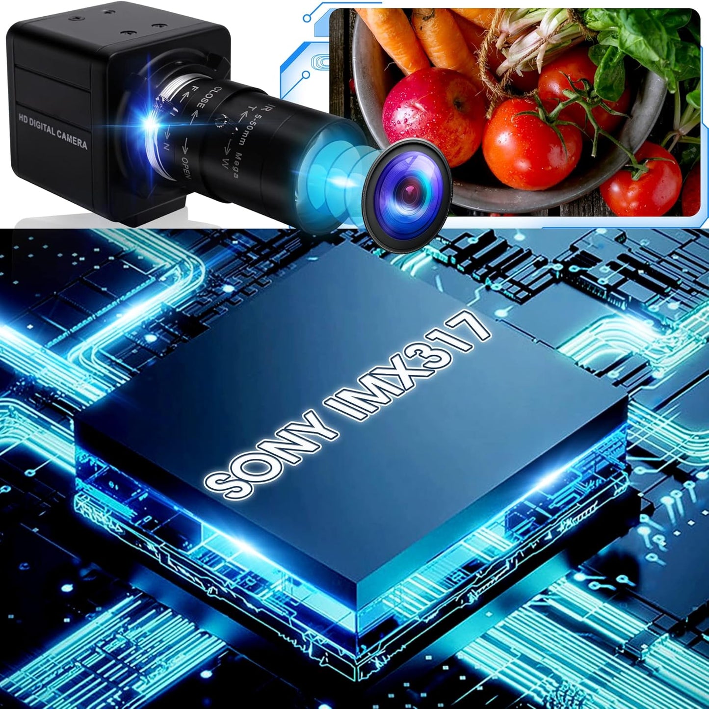4K Ultra HD Webcam mit Zoom-Objektiv (5-50mm), 4K 2160P IMX317 Sensor