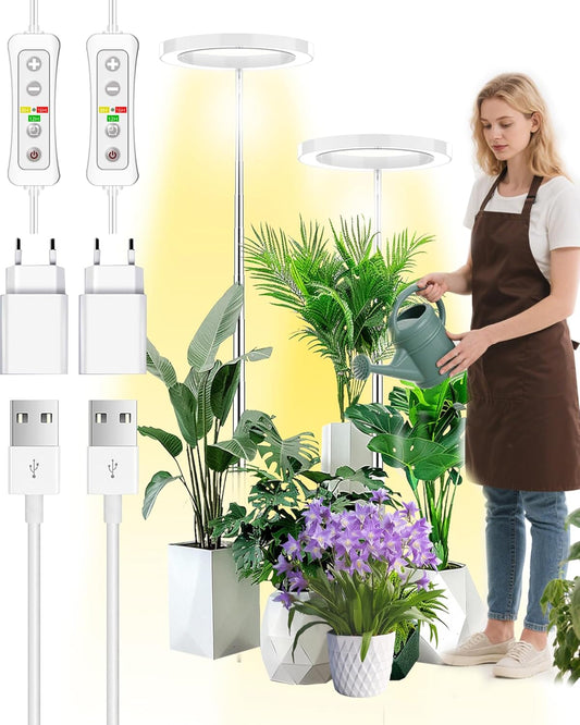 2 x LED-Wachstumslampen mit Timer, Weiß 2 PCS